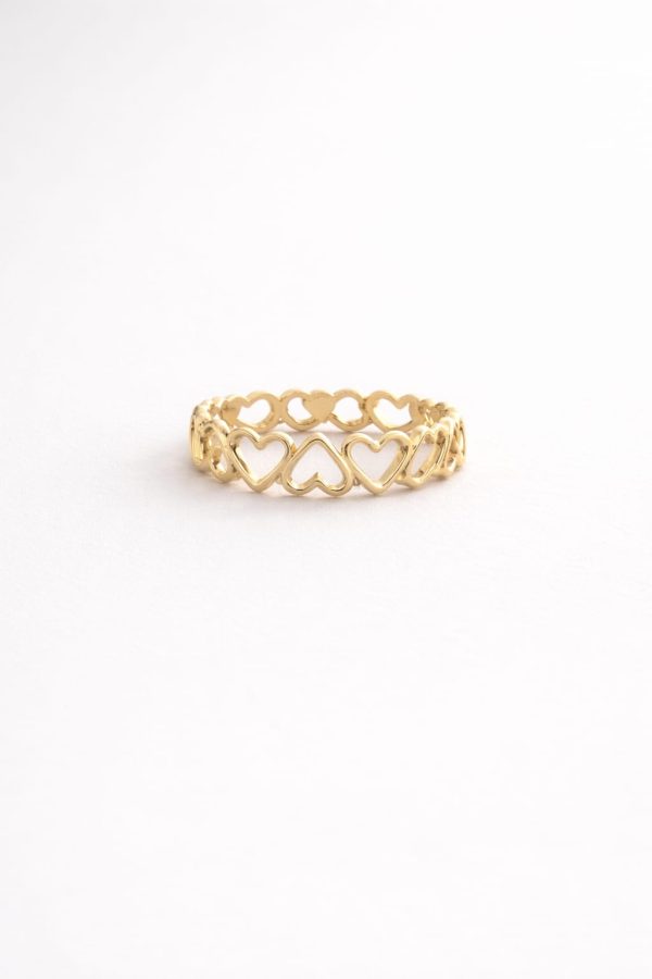 Anillo diseño corazones golfi dorado