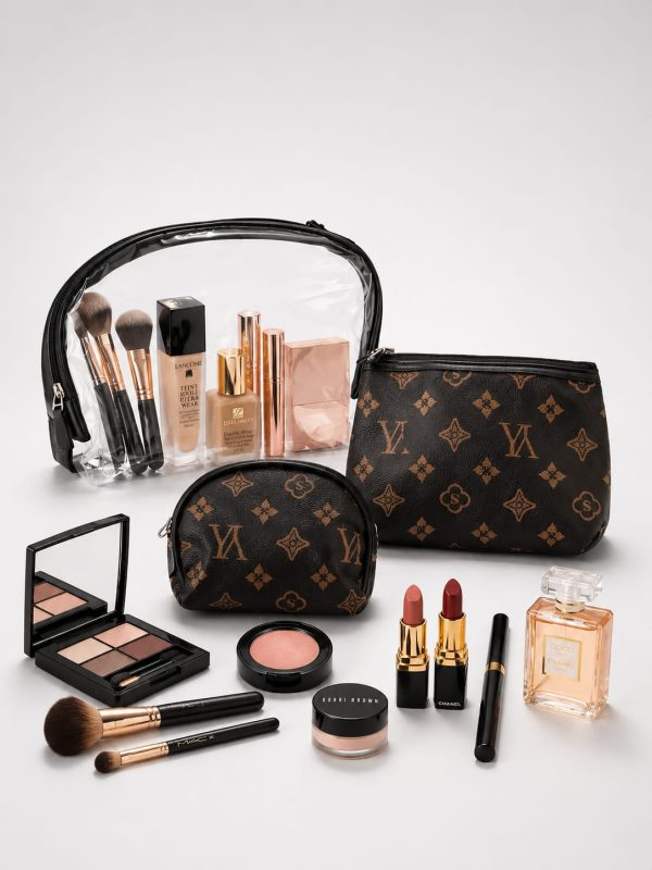 Cosmetiquera set 3 piezas estampado (café)