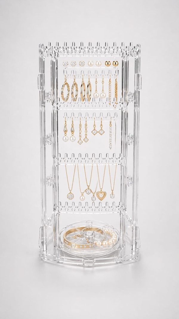 Exhibidor giratorio acrílico de joyas