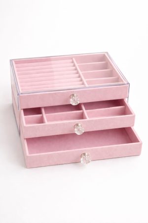 Exhibidor horizontal tapa transparente con cajones (rosado,gris)