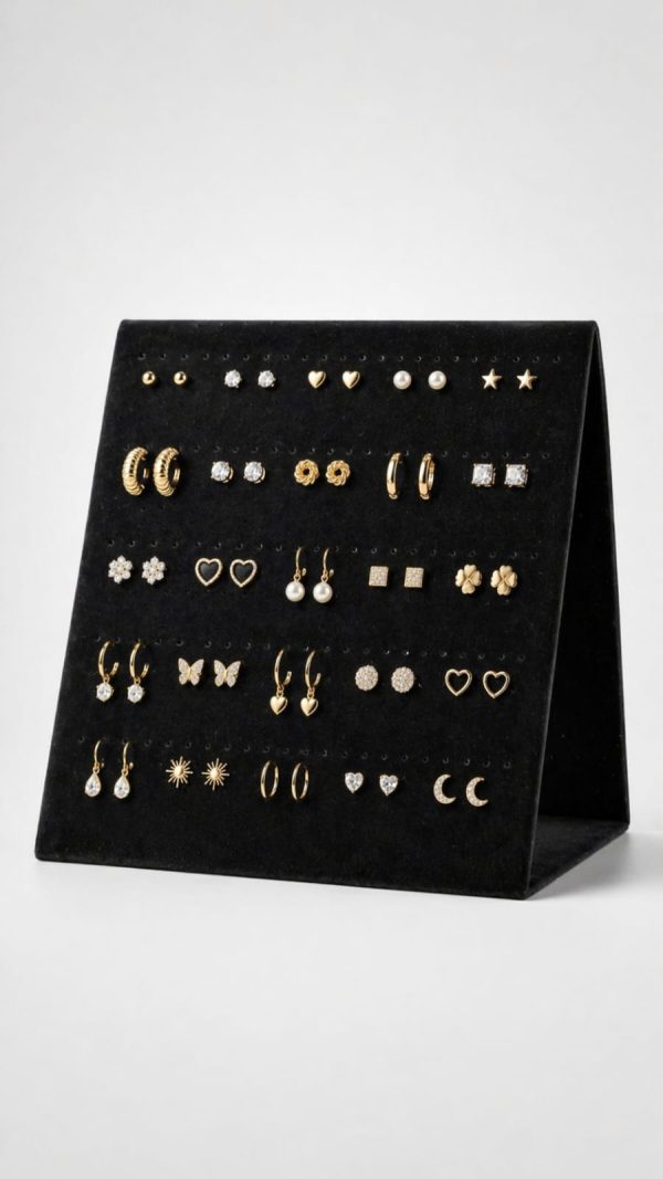 Exhibidor negro vertical para aretes
