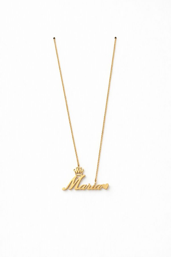 Juego cadena arete dije personalizado dorado (Valeria,Victoria,Maria)