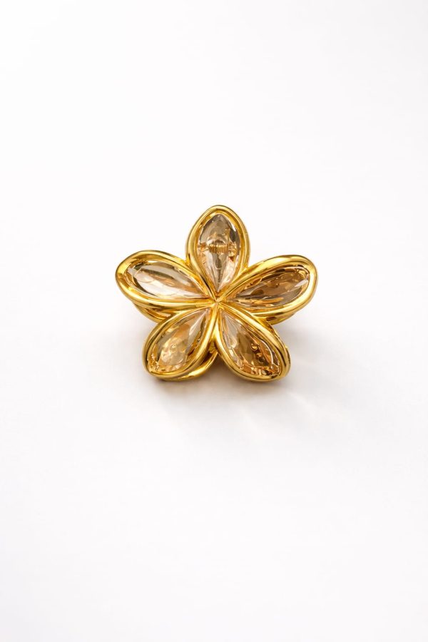 Vincha forma flor cristal tonos neutros (negro,blanco cristal,dorado miel)