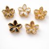 Vincha forma flor cristal tonos neutros (negro,blanco cristal,dorado miel)