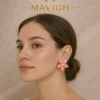 Arete flor perla rosado dorado