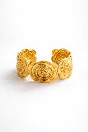 Pulsera diseño rosa dorada