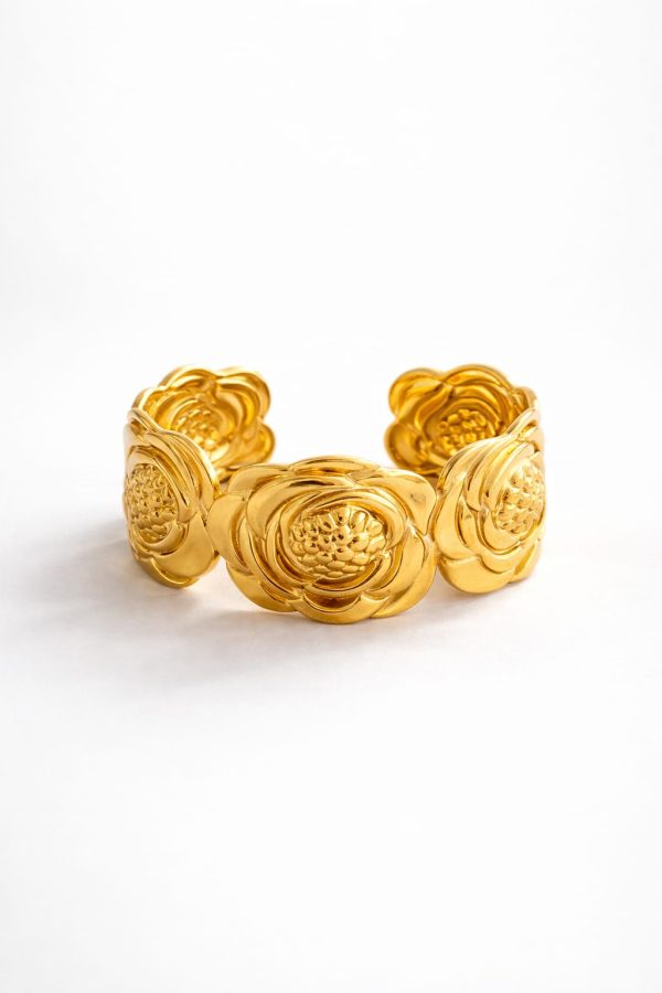 Pulsera diseño rosa dorada