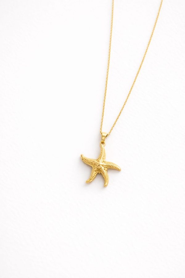 Cadena estrella diseño texturizado dorado