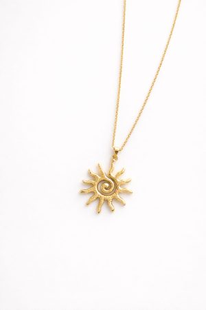 Cadena sol diseño texturizado dorado