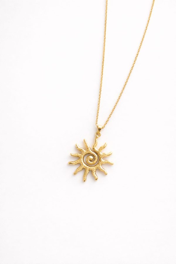 Cadena sol diseño texturizado dorado