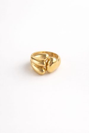 Anillo diseño triple gota golfi dorado