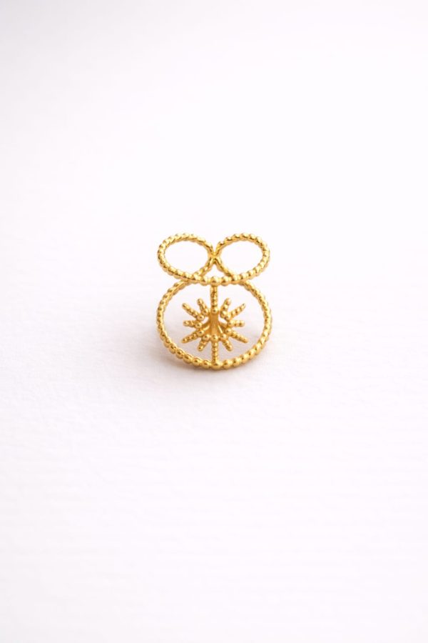 Anillo ajustable diseño sol golfi dorado