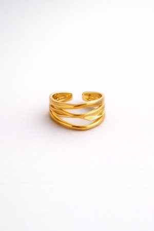 Anillo diseño multi banda golfi dorado