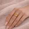 Anillo diseño multi banda golfi dorado