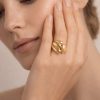 Anillo diseño triple gota golfi dorado
