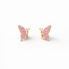 Arete mariposa relieve dorada (morado,celeste)