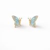 Arete mariposa relieve dorada (morado,celeste)