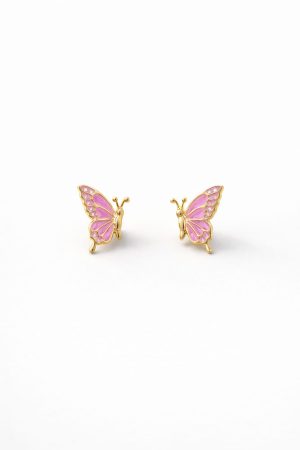 Arete mariposa relieve dorada (morado,celeste)