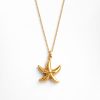 Cadena estrella diseño liso dorado