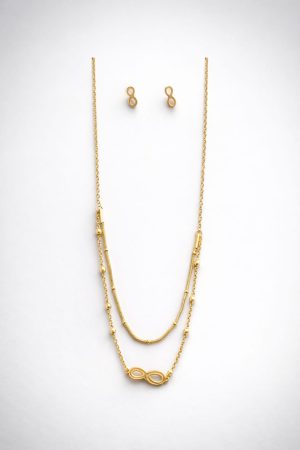 Juego cadena arete infinito dorado