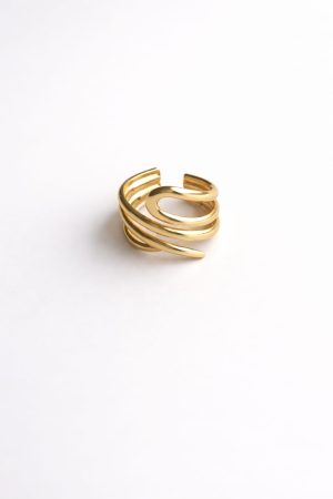 Anillo formado por varias líneas curva golfi dorado