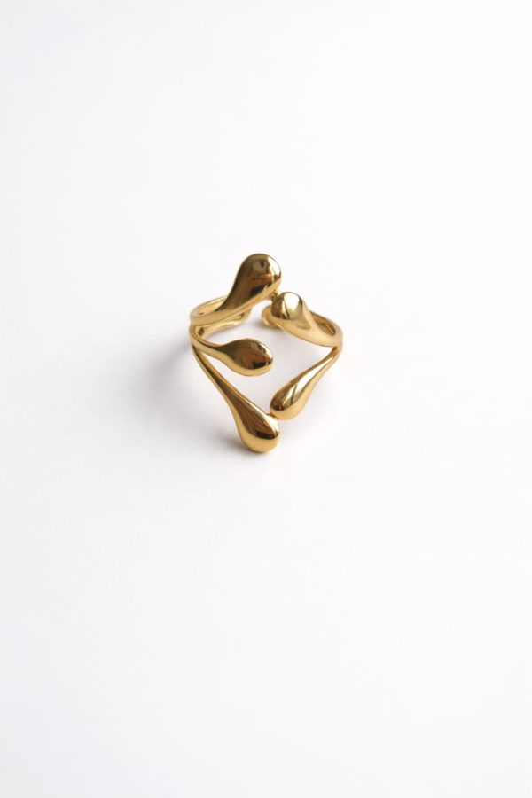 Anillo diseño abstracto golfi dorado