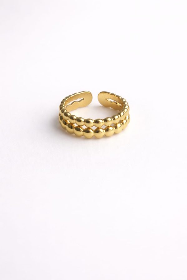 Anillo diseño bolitas golfi dorado