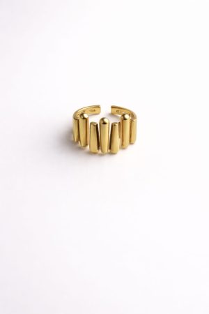 Anillo diseño barras verticales golfi dorado
