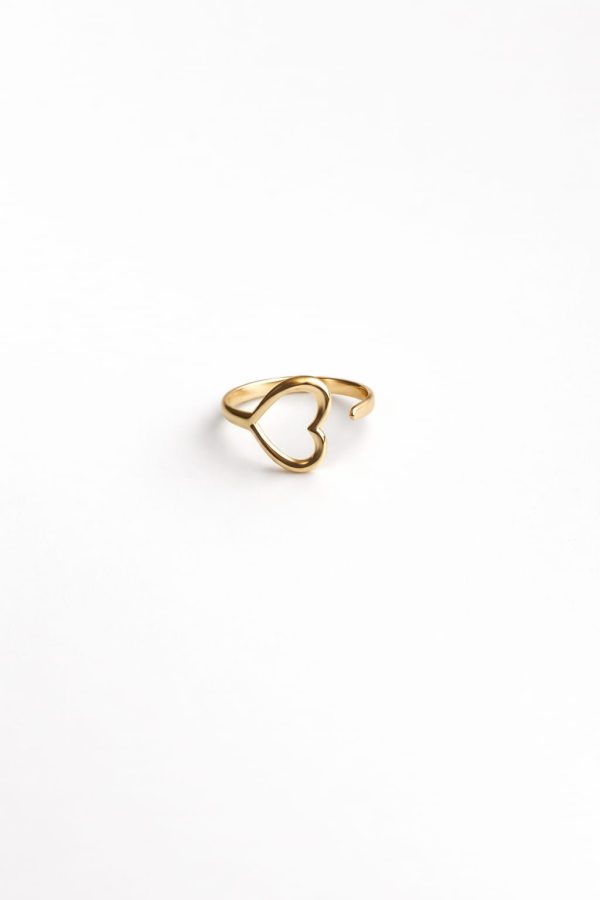Anillo diseño corazon abierto golfi dorado