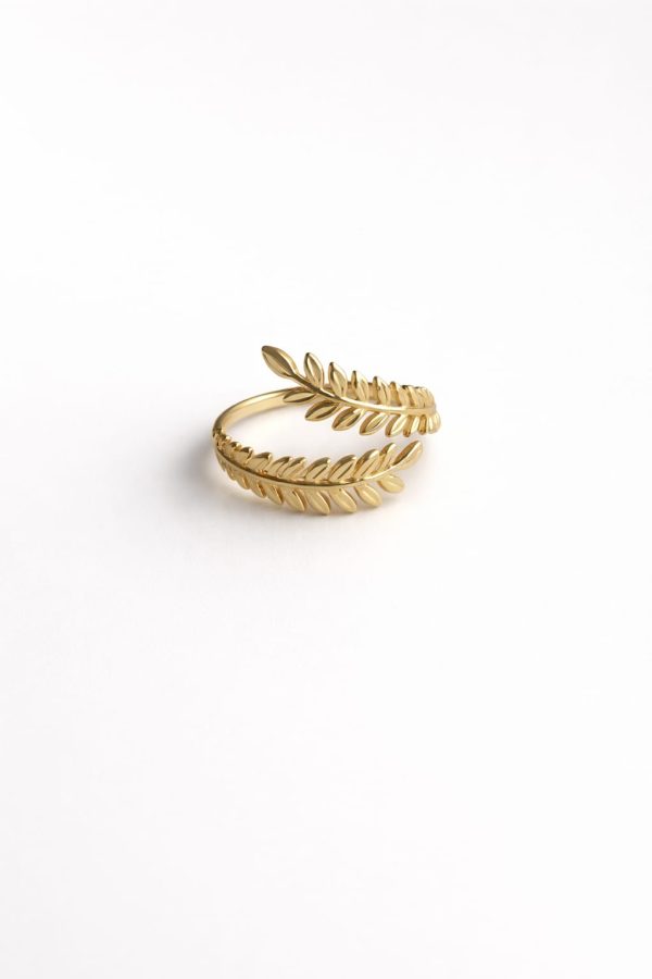 Anillo diseño hojas golfi dorada