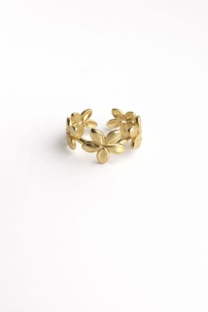 Anillo cadena flores golfi dorado