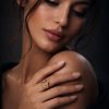 Anillo diseño corazon abierto golfi dorado