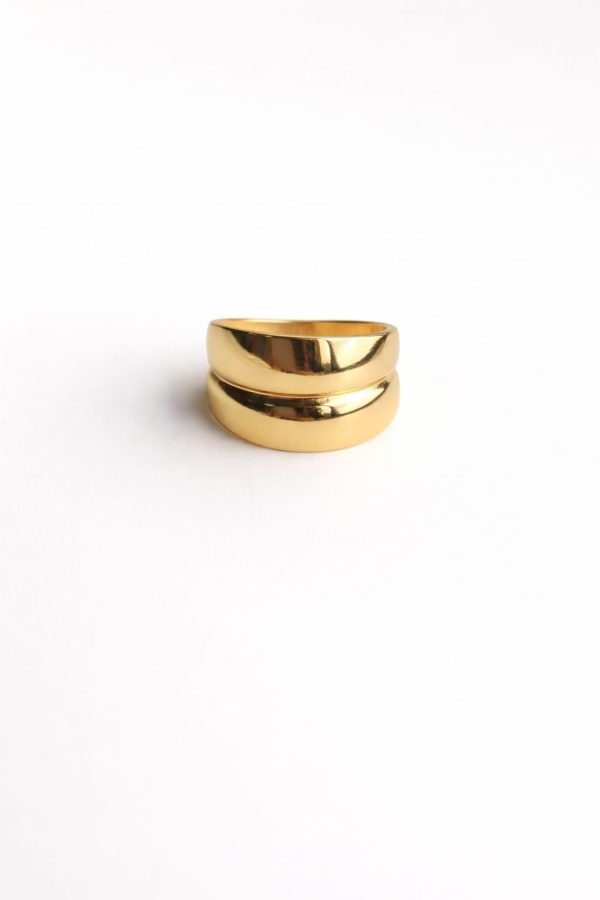 Anillo diseño doble banda golfi dorado