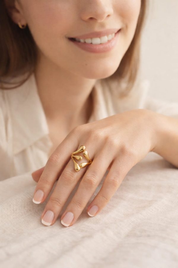 Anillo diseño abstracto golfi dorado
