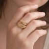 Anillo diseño hojas golfi dorada
