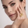 Anillo diseño flor mediana golfi dorado