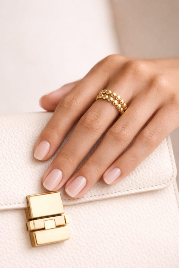 Anillo diseño bolitas golfi dorado