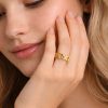 Anillo cadena flores golfi dorado