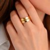 Anillo diseño doble banda golfi dorado