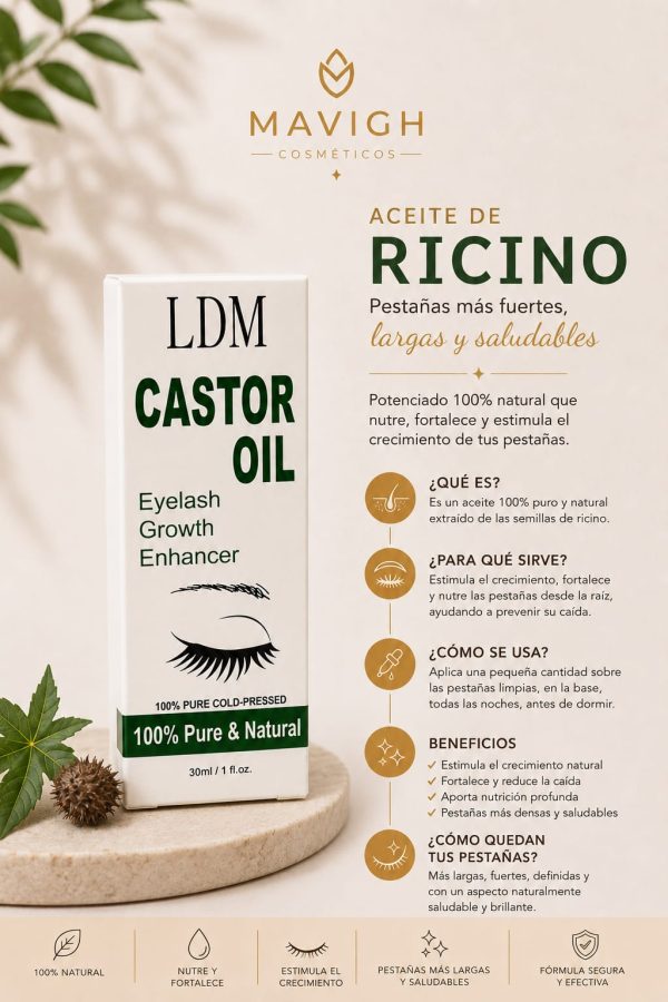 Aceite castor oil crecimiento pestaña y cejas (30 ml)