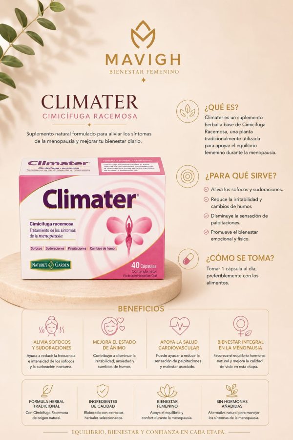 CTSM1001-2 Climater tratamiento de los síntomas de la menopausia (40 capsulas)