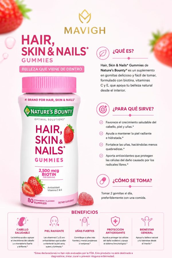GBNB1001-2 Gomitas (80) biotina Hair Skin y Nails (2.500 mcg )