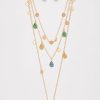 Juego cadenas finas  multicapa gotas varios colores y arete