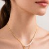 Juego cadena arete diseño perlas colgante mariposa dorado