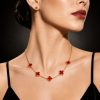 Juego cadena arete diseño varios trebol color rojo dorado