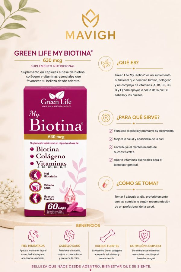 My Biotina (60 capsulas) 630mcg Green Life