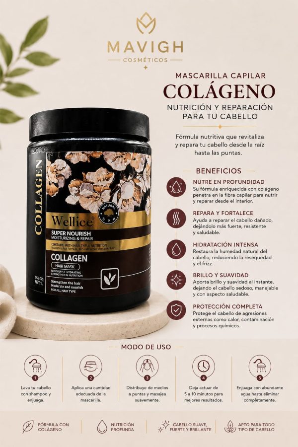 Mascarilla capilar de colágeno Wellice (35.2 oz)