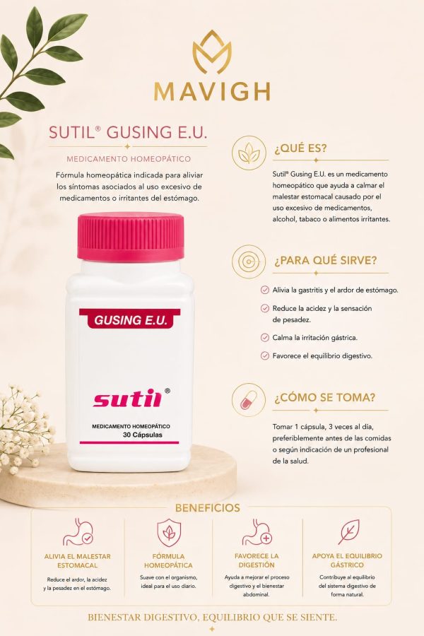 Sutil medicamento homeopático marca Gusing  E.U
