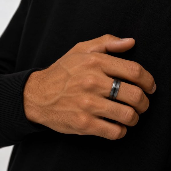 ANAIN1004-2 Anillo acero inoxidable negro