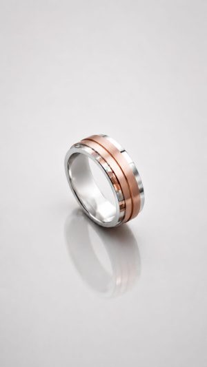 ANBD1002-1 Anillo bicolor con detalle de diamante size 9